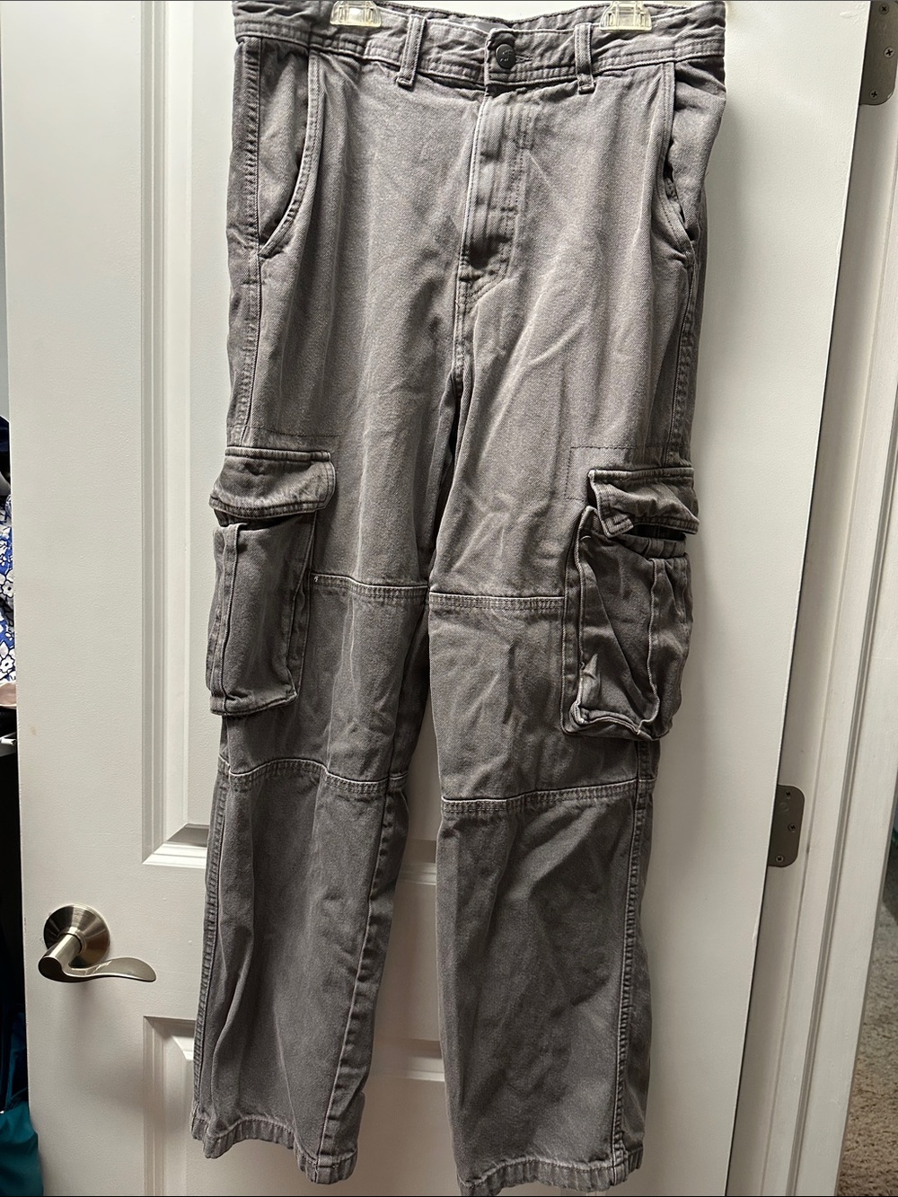 Bershka Gray Men's Cargo Pants with Utility Pockets